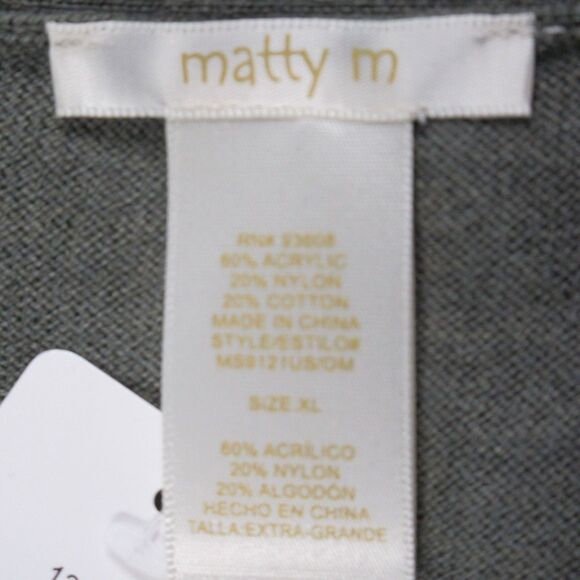 MATTY M Boyfriend Open Front Knit Cardigan Sweater Sz XL Heather Olive Green NWT - Picture 4 of 6